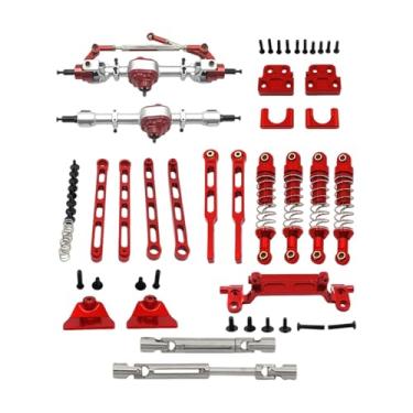 Imagem de Luwecf Conjunto de Eixos Dianteiro E Traseiro para Carro RC 1:12, Bielas, Barras de Tração Modificadas DIY, Amortecedores para Veículos RC MN82, Vermelho