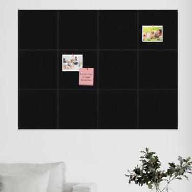 Imagem de Tábuas de cortiça grandes 119 x 89 cm, 12 peças de azulejos de parede de feltro com 20 pinos coloridos, quadro de avisos, placa de cortiça autoadesiva para paredes, escritório, sala de aula, sala de