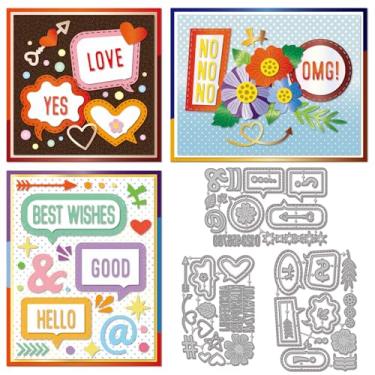 Imagem de GLOBLELAND Moldes de corte de molduras de bolhas de discurso para fazer cartões, letras, números, símbolos, cortes de metal alfanumérico, matrizes recortadas para álbum de fotos em relevo, decoração