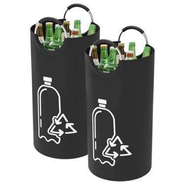 Imagem de 2 peças de saco de coleta de garrafa de depósito 82L saco de armazenamento de garrafa reciclável com alça pano Oxford grande capacidade recipiente de depósito de reciclagem reutilizável para