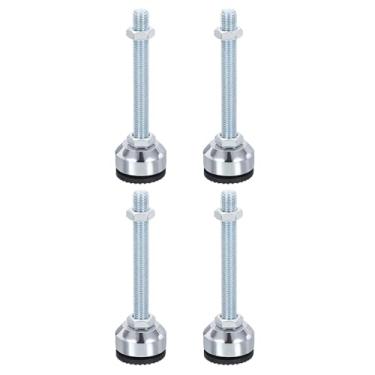 Imagem de PATIKIL Pés niveladores de móveis, 4 cm de diâmetro, base M12, rosca, 4 peças, aço carbono, ajustável, rosqueado, niveladores de perna com almofadas para armário de cadeira de mesa, preto