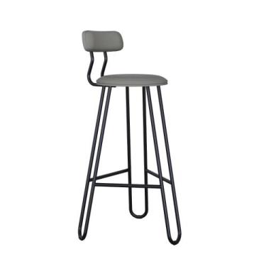 Imagem de Conjunto 2 Banquetas Altas com Encosto Ginger Estrutura Preta - Metali