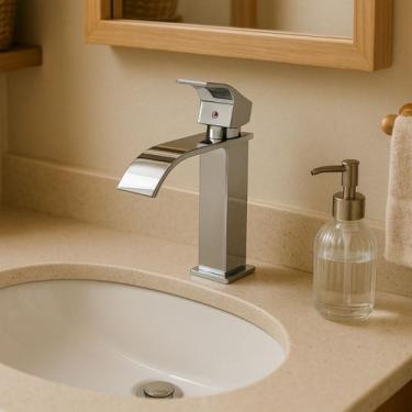 Imagem de Torneira Banheiro Lavabo Monocomando Quadrada Cascata Luxo - Stillus, 