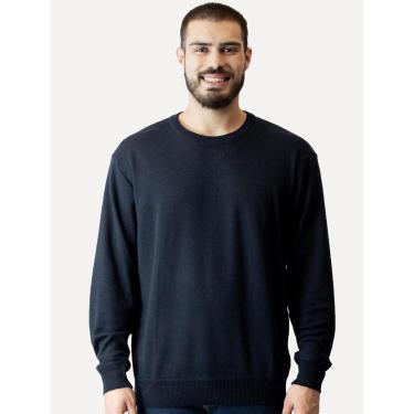 Imagem de Suéter Dixen Masculino Tricot Crewneck Liso Azul Marinho-Masculino