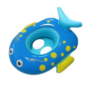 Imagem de Boia Inflável Infantil com Assento – Modelos Animais, Carros, Unicórnio, Tubarão e Muito Mais – Brinquedo de Piscina e Praia para Crianças (Boia Inflável Peixe Azul)