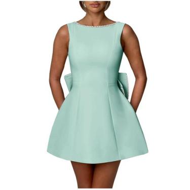 Imagem de Vestido de boas-vindas Sevintage, verde menta, cetim, linha A, US28W