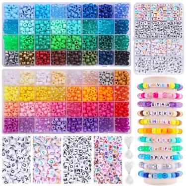 Imagem de Kit de artesanato QUEFE Rainbow Pony Beads com miçangas de letras 2350
