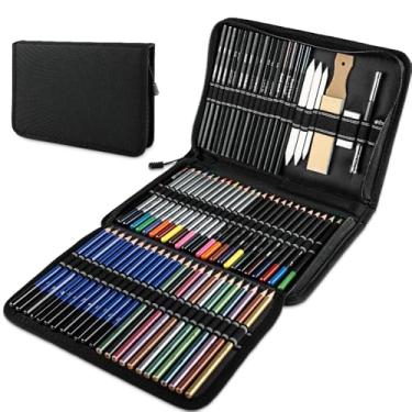 Imagem de Kit Desenho Profissional 72 Pçs/Conjunto, Lápis de Cor Profissional, Esboço E Lápis, Inclui Lápis de Cor Metálicos Solúveis em Água, Charcoal para Profissionais