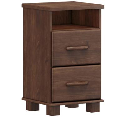 Imagem de Mesa de Cabeceira 2 Gavetas Madeira Maciça Zahav F06 Café - Lyam Decor