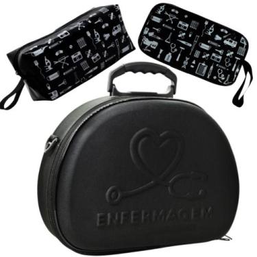 Imagem de Kit Maleta Médica Bolsinha Case Aparelho Pressão Estetoscópio Enfermag