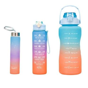 Imagem de Garrafas Tik Tok Academia Motivacional Kit Com 3 Garrafas