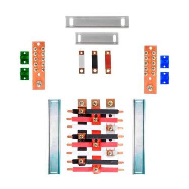 Imagem de Kit Barramento Trifásico Isolado 225A para 16 Circuitos com Placa de P