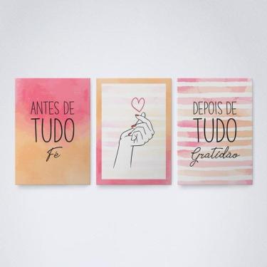 Imagem de Quadro Decorativo Fé e Gratidão Tons V6 30x20cm