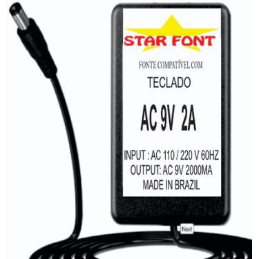 Imagem de Fonte AC 9V 2A para Teclado e Piano Digital Kurzweil - Bivolt - Starfo