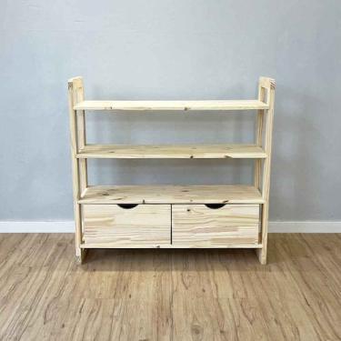 Imagem de Aparador de Madeira Pinus Linea de 4 Prateleiras Ample com 2 Gavetas N