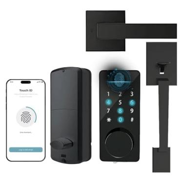 Imagem de Fechadura inteligente de entrada sem chave com alça | Impressão digital biométrica | Códigos de acesso | Cartão IC | Desbloqueio de chave | Controle remoto, aplicativo Tuya | À prova de intempéries