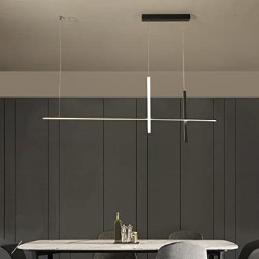 Imagem de Luminária pendente linear fina moderna para ilha de cozinha e sala de estudo Faixa de iluminação de lustre contemporânea para escritório e área comercial