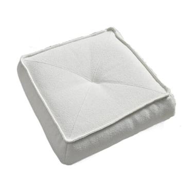 Imagem de pufe Almofada de chão almofadas couro quadradas sentadas para adultos almofada para meditação ou ioga(Branco,Grande)