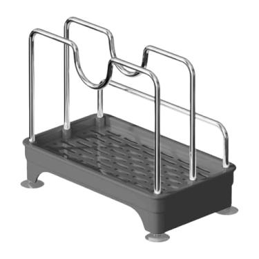 Imagem de KiBcsLic Organizador de tampa de panela, organizador de panelas e frigideiras para armário, suporte de aço inoxidável para panelas e frigideiras, tábuas de, Preto Claro Prateado