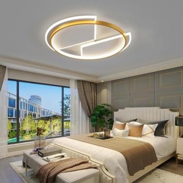 Imagem de Luminária de teto LED estilo nórdico com controle remoto iluminação criativa preta redonda de metal luz de teto regulável quarto luzes sala de jantar sala de estar escritório cozinha corredo