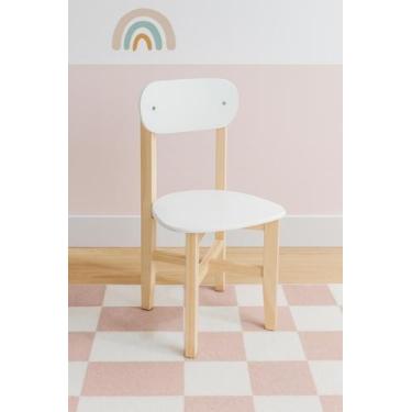 Imagem de Cadeira Colorê Infantil Assento e Encosto Branco Base em Madeira Maciç
