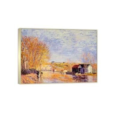 Imagem de BMZFYBS Impressão em tela famosa pintura - imagem de arte de parede de paisagem - águas altas - pôster de moldura prata para decoração de casa 50 x 70 cm 20 x 27 pol