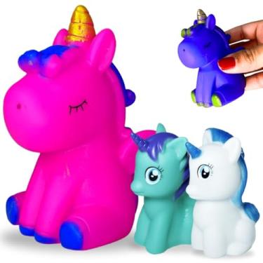 Imagem de Kit Unicórnio de Vinil Brinquedo de Banho Para Bebês C/ Som