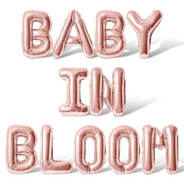 Imagem de Balões de letras - Baby In BLOOM 40,6 cm letras do alfabeto Foil Mylar balão bandeira festa chá de bebê (ouro rosa)
