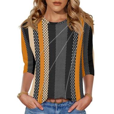 Imagem de Blusa feminina Top LOMON de manga comprida de verão e manga 3/4