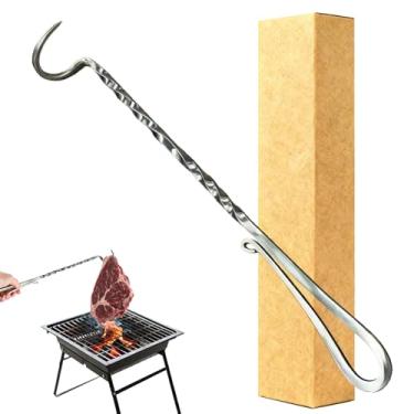 Imagem de Ganchos para churrasco, flipper de gancho de carne, ganchos de ferro para churrasco, ganchos de cozinha flips, flips para churrasco, para grelhar fumar, fritar, ganchos de carne de cabo longo (B)