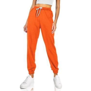 Imagem de Calça de moletom feminina AUTOMET com decote apertado, laranja, XL