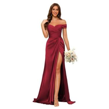 Imagem de Vestido de dama de honra Dessiny Light Burgundy Satin Mermaid US22W