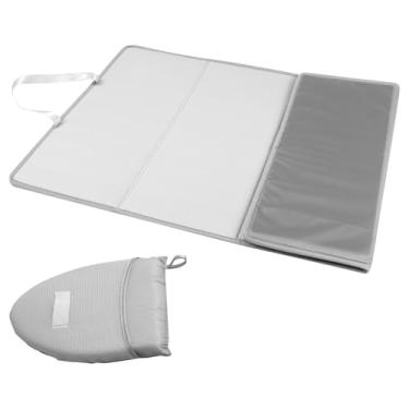 Imagem de Tapete de engomar, almofada de passar a ferro, dobrável, resistente ao calor, cobertor de vaporizador portátil de viagem para bancada de mesa (cinza, almofada de passar a ferro portátil)