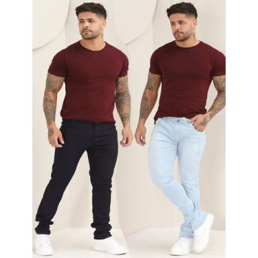 Imagem de Kit 2 Calças Masculina Jeans Skinny Lisa Básica Com Elastano - Amar De