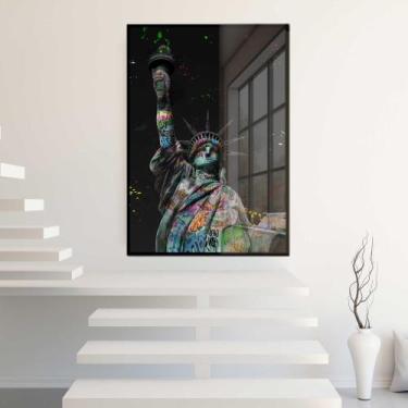 Imagem de Quadro Decorativo com Moldura e Acrilico Cristal Vidro Estátua Liberda