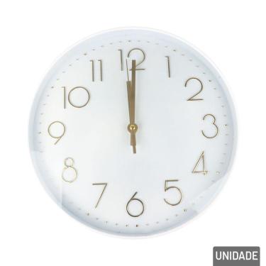 Imagem de Relógio Analógico De Parede 29cm Redondo Branco - Tudo Em Caixa