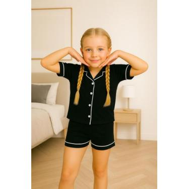 Imagem de Pijama Infantil Menina Verão Americano Blusa com Gola e Short - c7 BRE