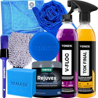 Imagem de Poduto Para Lavar Moto Carro autos em Geral Shampoo V-floc Cera Liquida Tok Final Rejuvex Luva Pano Vonixx