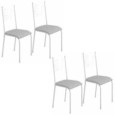 Imagem de Kit 4 Cadeiras 542 Sala Jantar Cozinha Pés Aço Tubular Cinza/branco