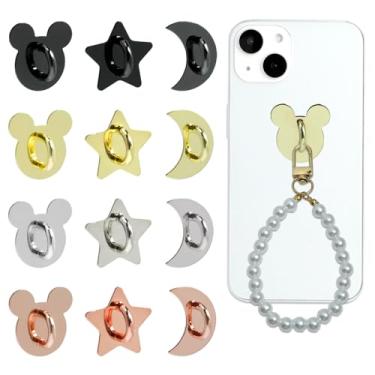 Imagem de 12 peças de suporte de pingente de telefone para suprimentos de pendurar DIY, suporte de metal autoadesivo de gancho para celular para capa de celular, tablet, acessórios DIY