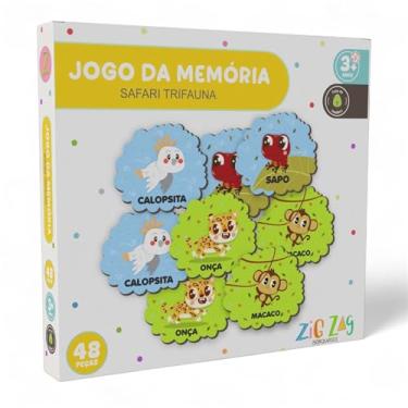 Imagem de Jogo Da Memória Animais Da Floresta Safari e Trifauna Grande Mdf