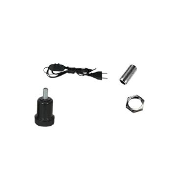 Imagem de KIT RABICHO PRETO 1,5M + SOQUETE COLUNA E27 COM NIPLE 2,5CM E PORCA M10