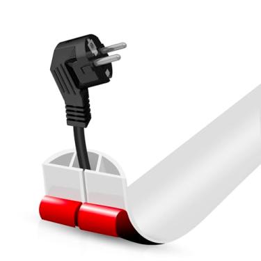 Imagem de Escondedor autoadesivo para cabo de chão, gerenciamento de cabos de 9 m, protetor de faixa de extensão para fios, evita viagens de cabos para escritórios, academias, exposições. Cavidade: 1 cm (L) x