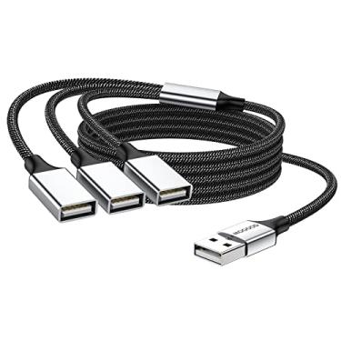 Imagem de MOGOOD Cabo divisor USB 3 em 1, divisor de alimentação USB, 1 macho para 3 fêmeas, adaptador USB 2.0, divisor de USB 1 a 3, cabo de extensão USB multiporta para carregamento/transferência de dados