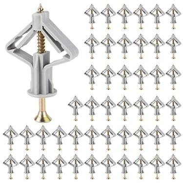 Imagem de FUYGRCJ - 50 peças de fixações de gesso cartonado, kit de âncora de drywall anti rotação, âncoras de tubo de expansão estável, âncora de fixação de parede tipo borboleta com parafusos para placa de