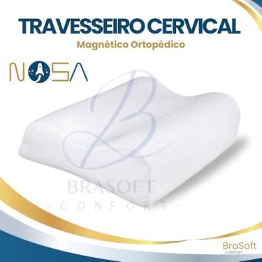 Imagem de Travesseiro Nasa Ortopédico Cervical BraSoft Comfort Viscoelástico Espuma Premium Suporte e maciez - Hipoalergênico - Para fronha 50x70cm