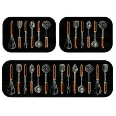 Imagem de Kit 3 Peças Tapete Cozinha Antiderrapante Estampado Lavável Secagem Rápida Moderno(Jogo 3 pçs,TPCOZ1136)