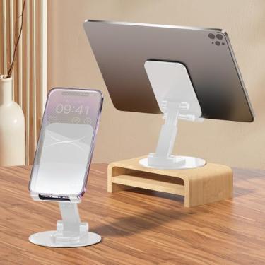 Imagem de Suporte giratório dobrável giratório de 360° ajustável para mesa suporte multiângulo portátil para smartphones (branco)