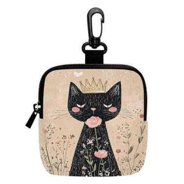 Imagem de Porta-chaves mini porta-moedas, bolsa multifuncional para chaves, moedas, fone de ouvido, batom, porta-cartões com estampa floral vintage, organizador de cabos de dados, bolsa com zíper, acessórios