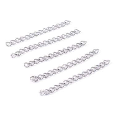 Imagem de 200 correntes extensoras de aço inoxidável com elos cruzados removíveis de 3,5 cm para fabricação de joias e brincos de borla de tornozeleira